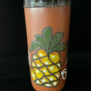 Vintage Tonala Pineapple Redware Clay Pottery Tumbler Vase